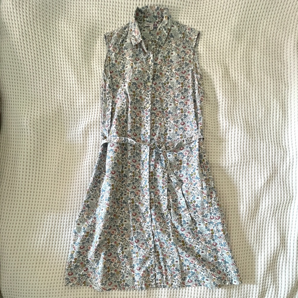 Uniqlo x Liberty cotton linen sleeveless midi shirt dress M